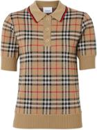 Burberry Vintage Check Merino Wool Polo Shirt - Neutrals