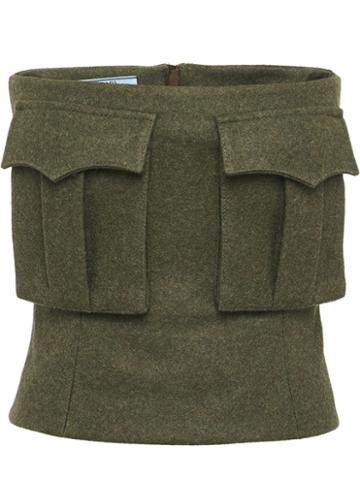 Prada Strapless Loden Top - Green