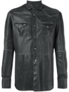Diesel Chest Pockets Shirt, Men's, Size: Medium, Black, Sheep Skin/shearling