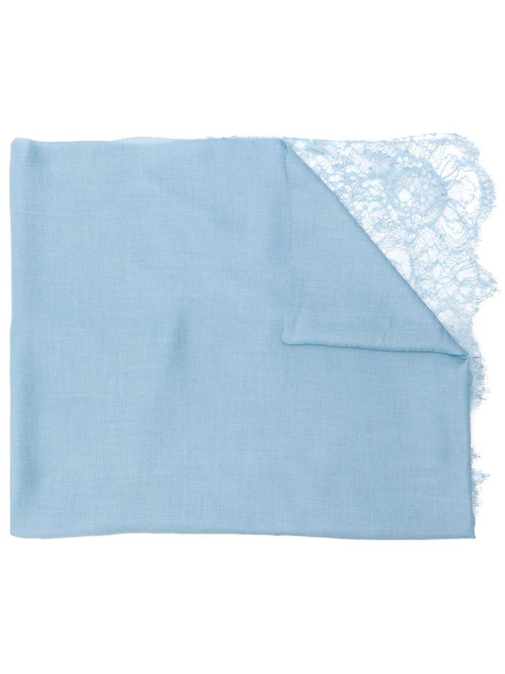 Valentino Lace Trim Scarf - Blue