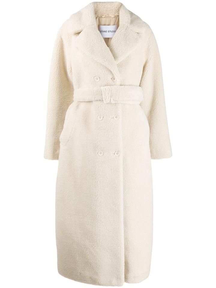 Stand Studio Double Breasted Shearling Coat - White