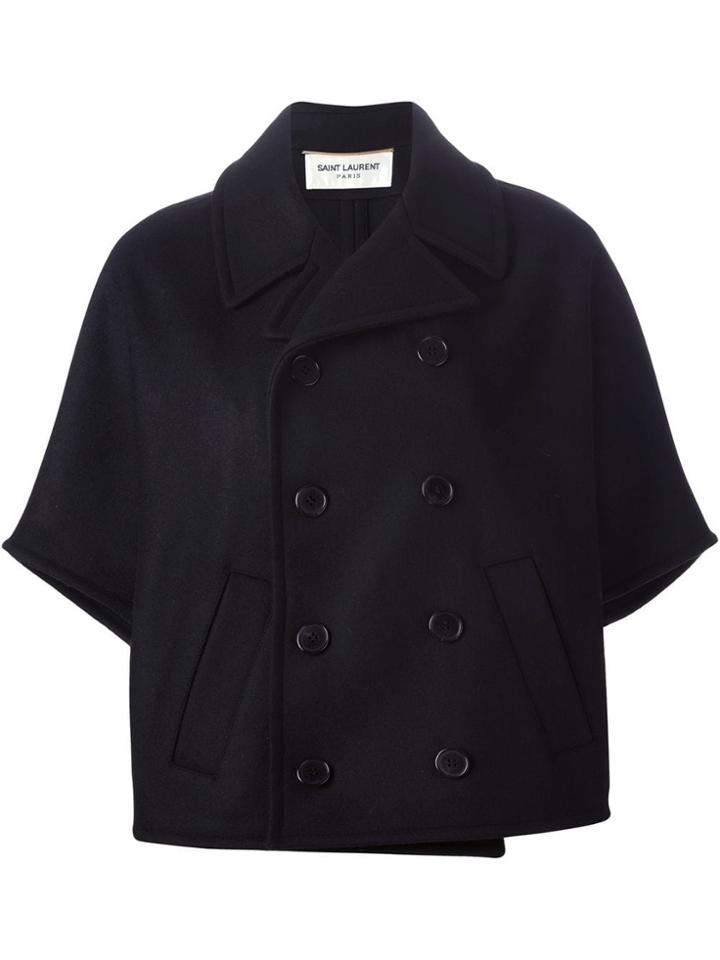 Saint Laurent Cropped Peacoat - Black