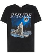 Rhude Logo Wolf Graphic Print T-shirt - Black