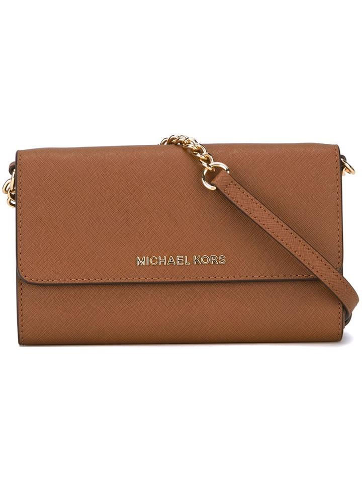 Michael Michael Kors 'jet Set Travel' Wallet Crossbody Bag, Women's, Brown