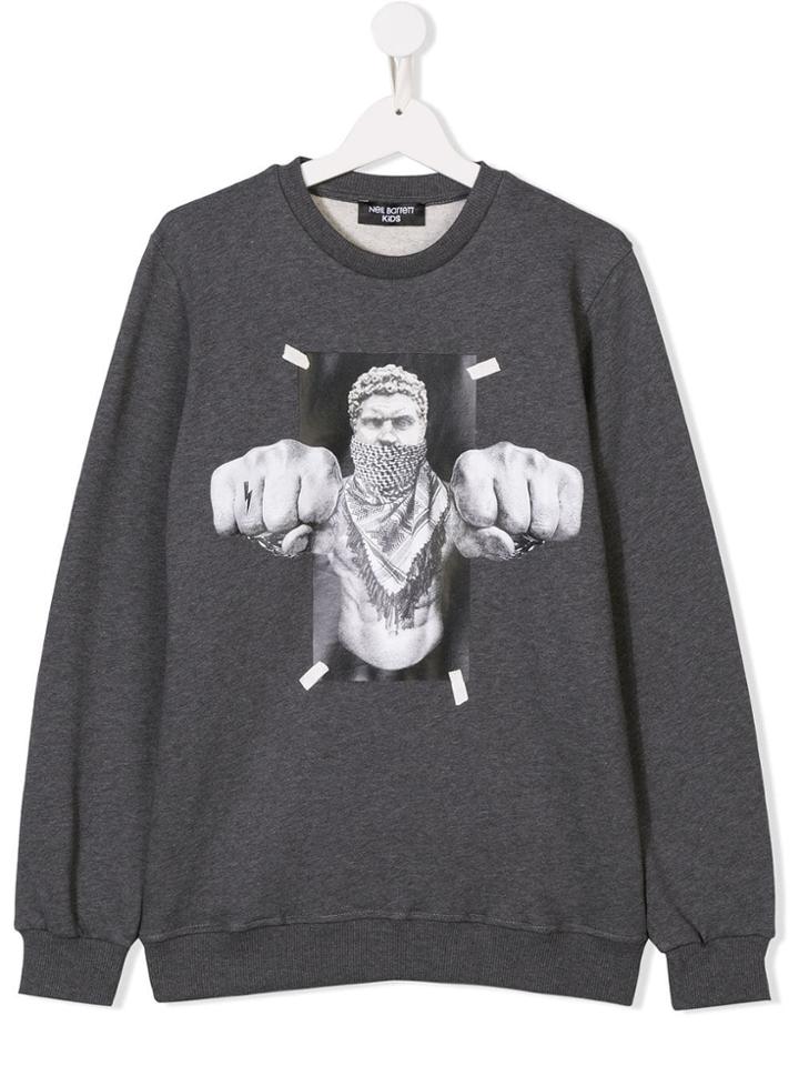 Neil Barrett Kids Boxing Brutus Printed Sweatshirt - Grey