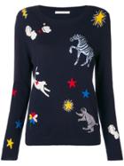 Chinti & Parker Embroidered Fitted Sweater - Blue