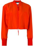 Alexander Wang - Cropped Bomber Jacket - Women - Silk/cotton/polyester - 2, Red, Silk/cotton/polyester