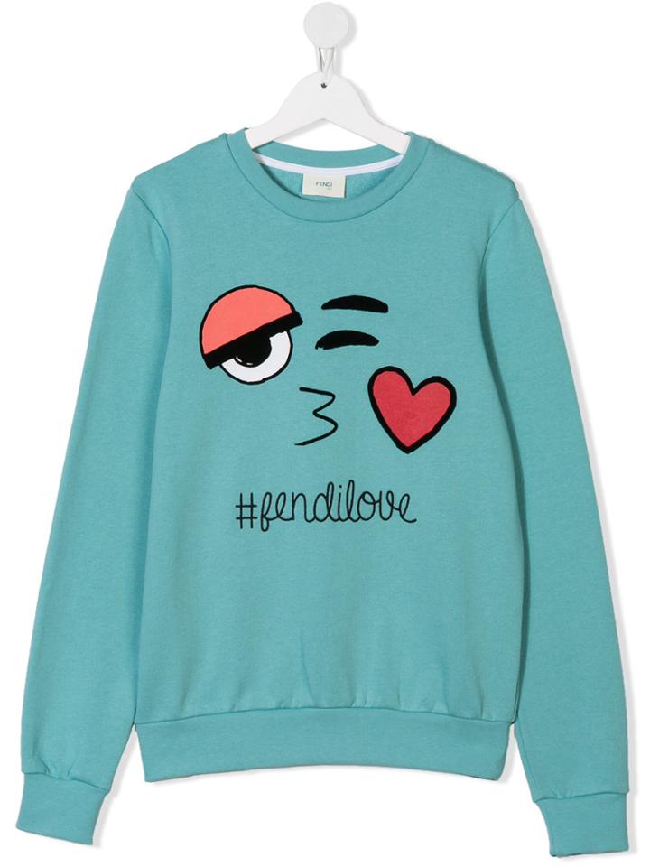 Fendi Kids Teen Printed Sweatshirt - Blue