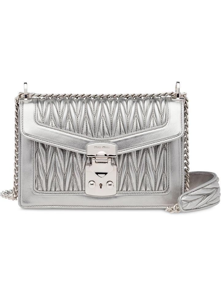 Miu Miu Miu Confidential Matelassé Leather Bag - Silver