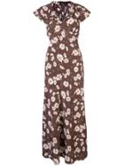 Michael Kors Collection Daisy Print Flared Dress - Brown