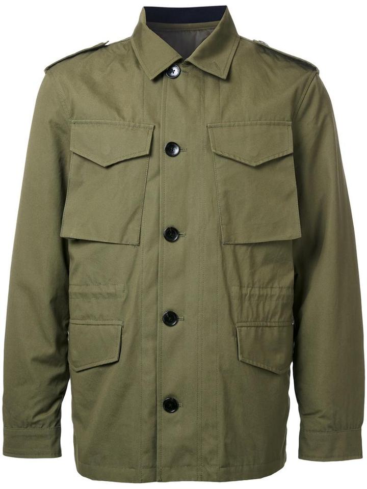 Kent & Curwen Detachable Quilt Lined Military Jacket, Men's, Size: Xxl, Green, Cotton/linen/flax