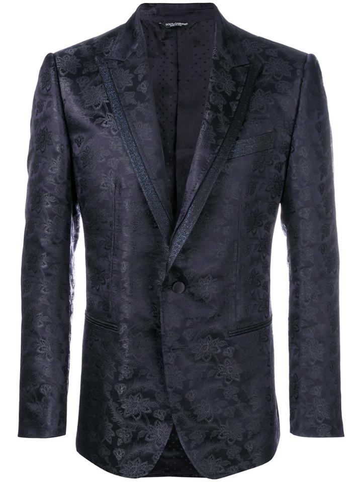 Dolce & Gabbana Floral Patterned Suit Jacket - Blue