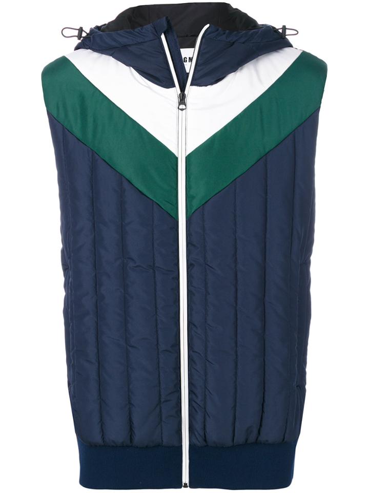 Msgm Colour Block Hooded Gilet - Blue
