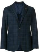 Paoloni Checked Suit Jacket - Blue