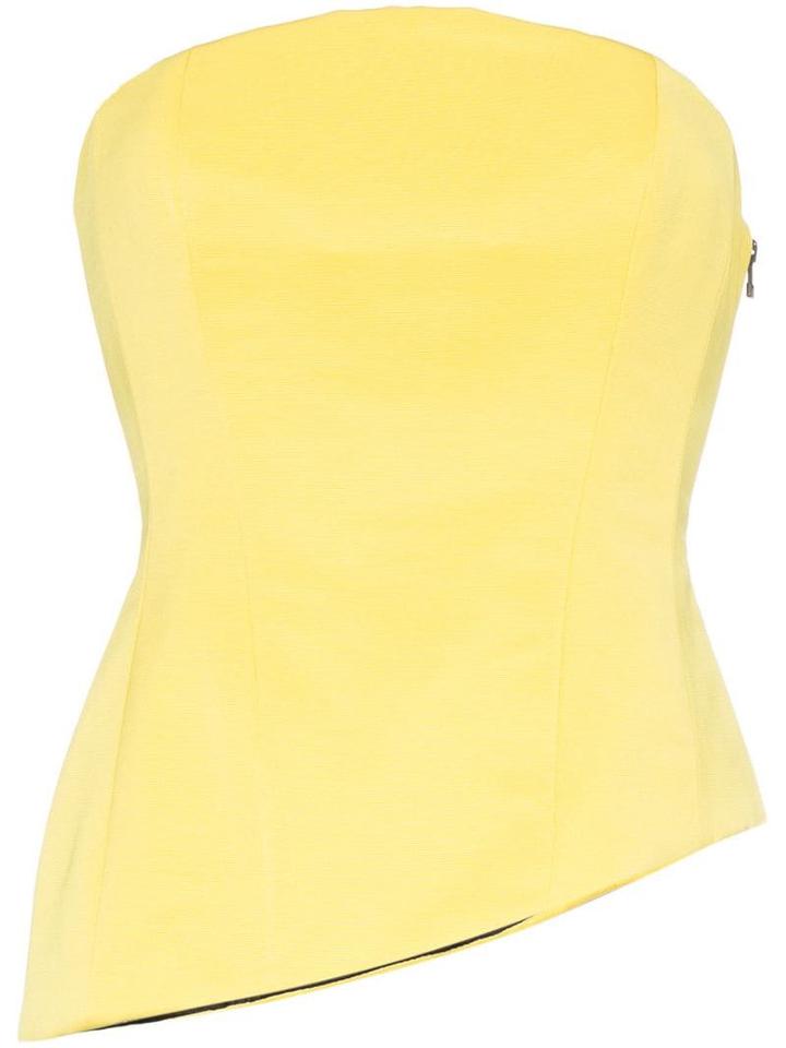Halpern Asymmetric Hem Silk Bodice - Yellow