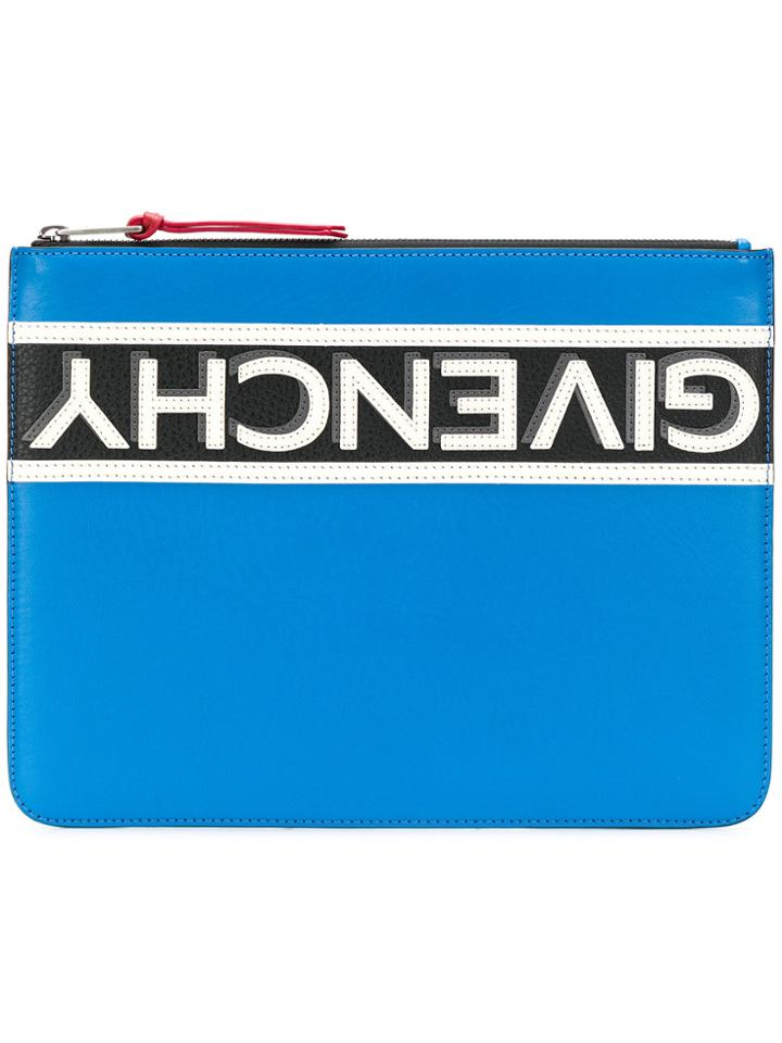 Givenchy Logo Stripe Pouch - Blue