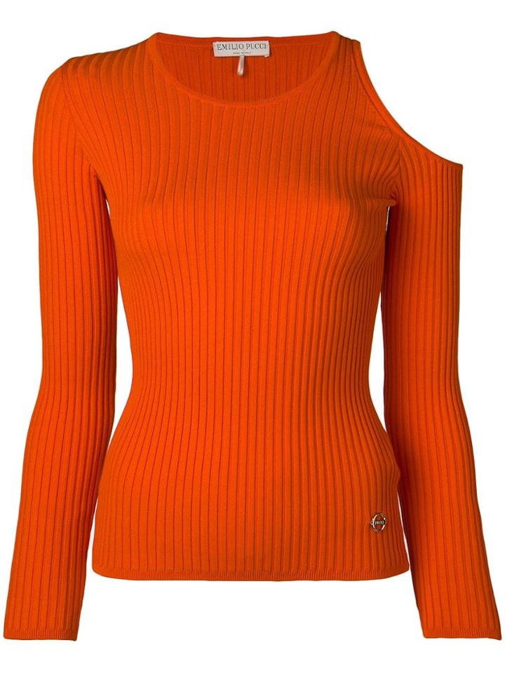 Emilio Pucci Knit Top With Shoulder Cut-outs - Orange