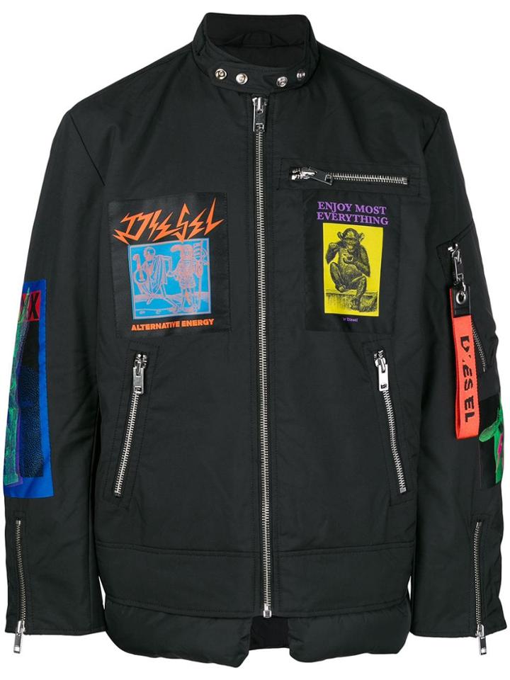 Diesel Patch Bomber Jacket - Black