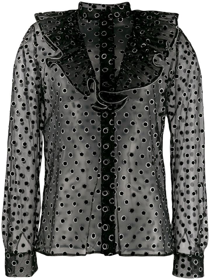 Alberta Ferretti Kids Metallic Polka Dot Shirt - Black