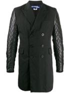 Junya Watanabe Man Contrast Sleeve Double Breasted Coat - Black