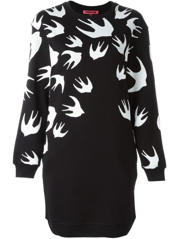 Mcq Alexander Mcqueen 'swallow' Sweatshirt Dress, Women's, Size: Small, Black, Cotton/polyester
