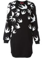 Mcq Alexander Mcqueen 'swallow' Sweatshirt Dress, Women's, Size: Small, Black, Cotton/polyester