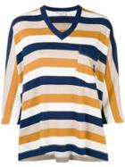 Sonia Rykiel Striped V-neck Blouse - Nude & Neutrals