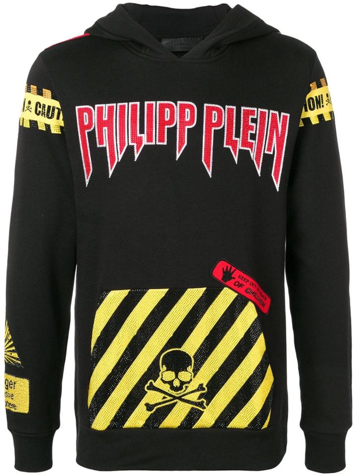 Philipp Plein Caution Warning Hoodie - Black