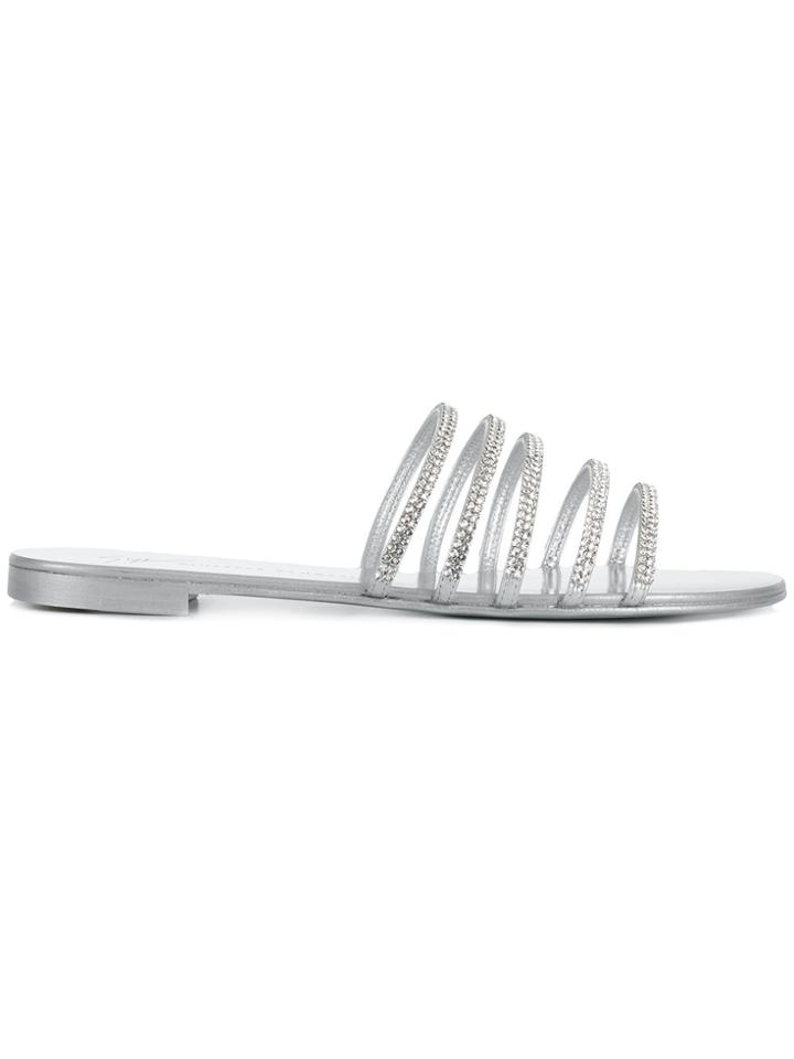 Giuseppe Zanotti Design Embellished Flat Sandals - Grey