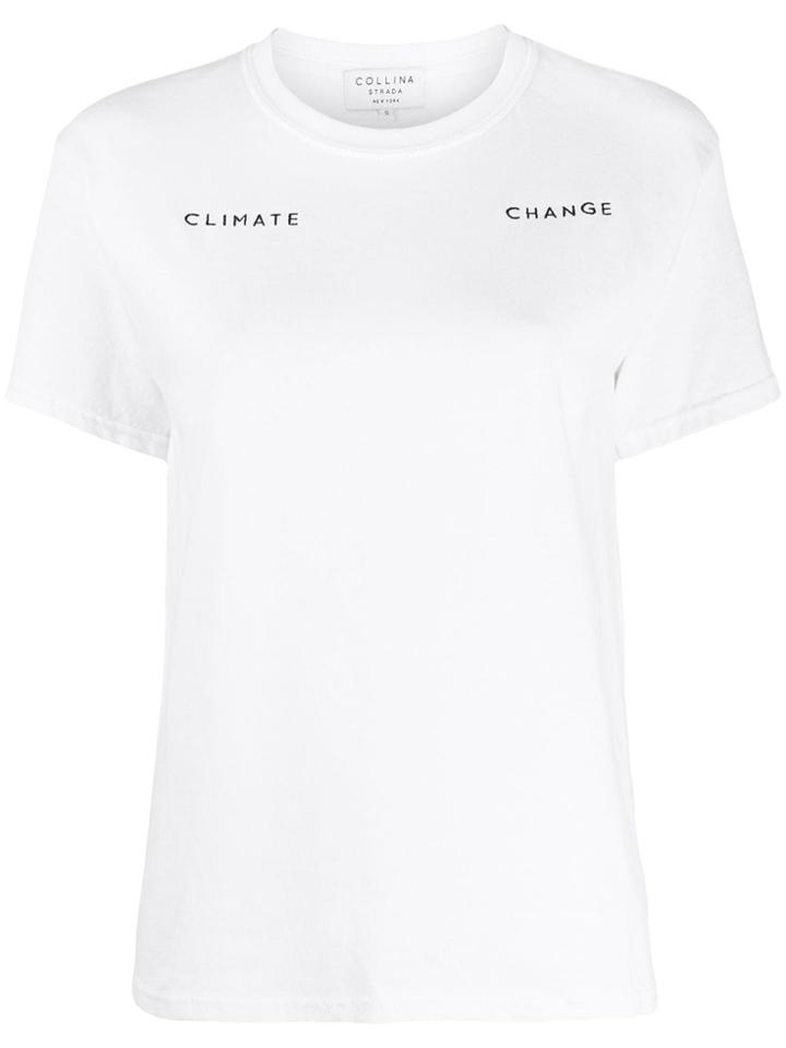 Collina Strada Climate Change Embroidery T-shirt - White