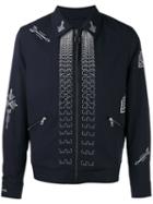 Lanvin Arrow Stitch Zip Jacket, Men's, Size: 48, Blue, Virgin Wool/viscose/cotton/spandex/elastane