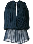 Mes Demoiselles - Wrap Blouse - Women - Viscose - 38, Blue, Viscose
