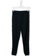 Little Marc Jacobs Teen Logo Trim Jersey Sweatpants - Blue