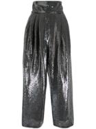 Marc Jacobs High Waisted Sequin Trousers - Silver
