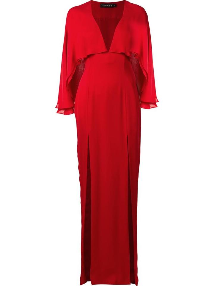 Haney 'karen' Cape Detail Dress, Women's, Size: 6, Red, Silk