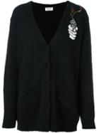 Saint Laurent Smoking Gun Embellished Cardigan, Women's, Size: Xs, Black, Nylon/mohair/wool/virgin Wool
