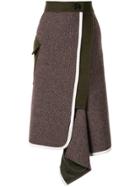 Sacai Asymmetric Draped Midi Skirt - Brown