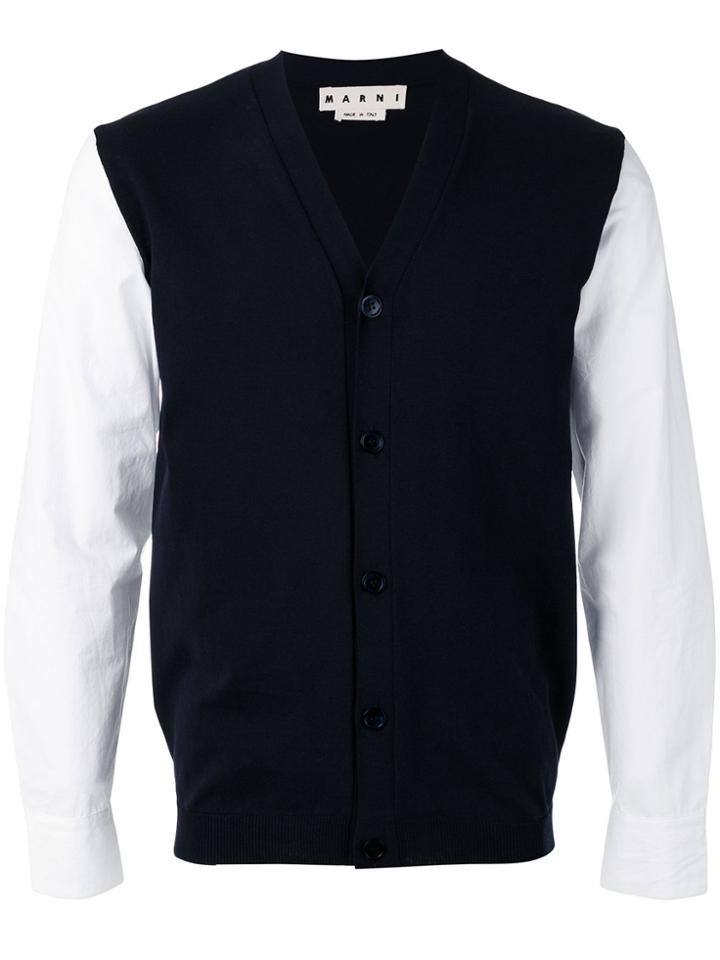 Marni Poplin Sleeve Cardigan - Blue