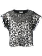 Iro Metallic Ruffled Sleeve Blouse, Women's, Size: 38, Black, Polyester