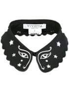 Vivetta Eye Embroidered Collar, Women's, Black, Cotton/spandex/elastane