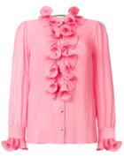Gucci Frill Embroidered Blouse - Pink & Purple