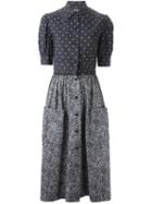 Christian Dior Vintage Polka Dot And Floral Print Combo Dress