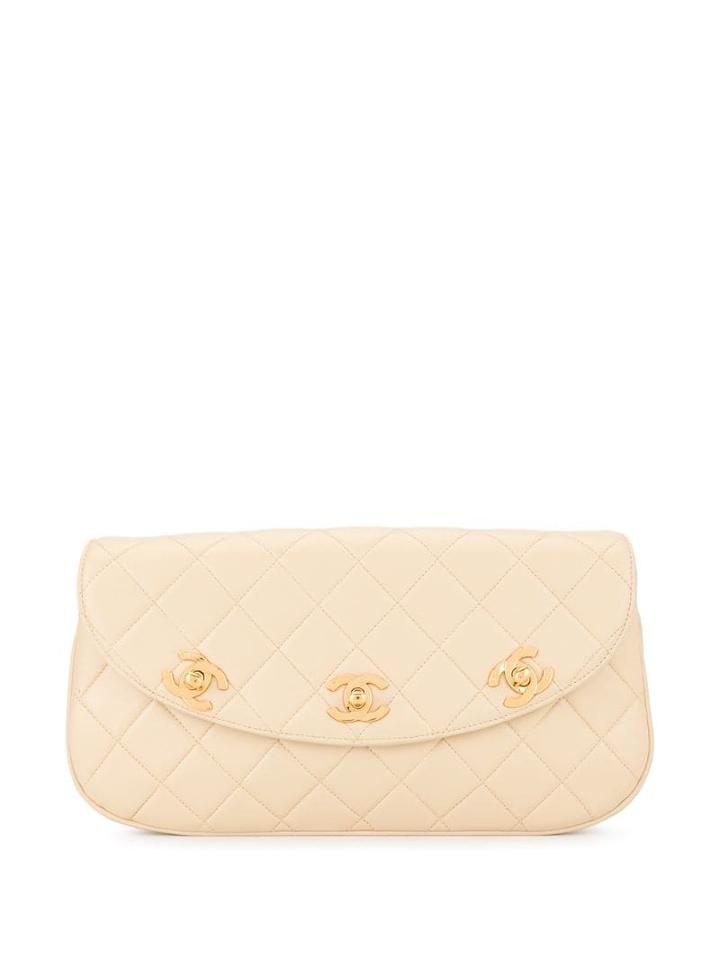 Chanel Pre-owned Cc Quilted Clutch Bag - Neutrals