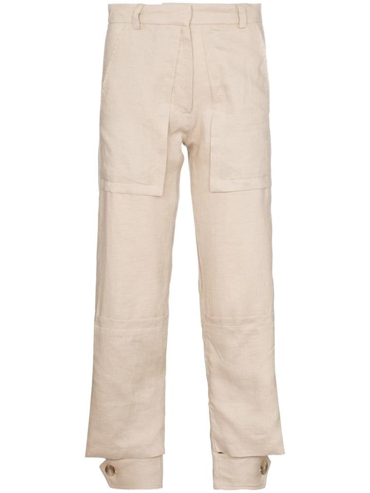 Delada Button-cuff Linen Trousers - Neutrals
