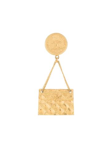 Chanel Vintage Chanel Bag Motif Brooch - Gold