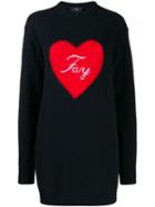 Fay Heart Print Sweater Dress - Blue