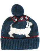 Thom Browne Intarsia Knit Beanie, Adult Unisex, Blue, Mohair/wool