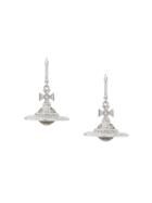 Vivienne Westwood Rhinestone Logo Drop Earrings - Silver