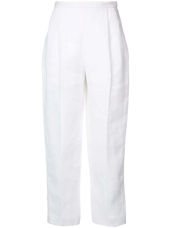 Delpozo - Tailored Pats - Women - Cotton/linen/flax - 38, White, Cotton/linen/flax