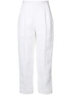 Delpozo - Tailored Pats - Women - Cotton/linen/flax - 38, White, Cotton/linen/flax